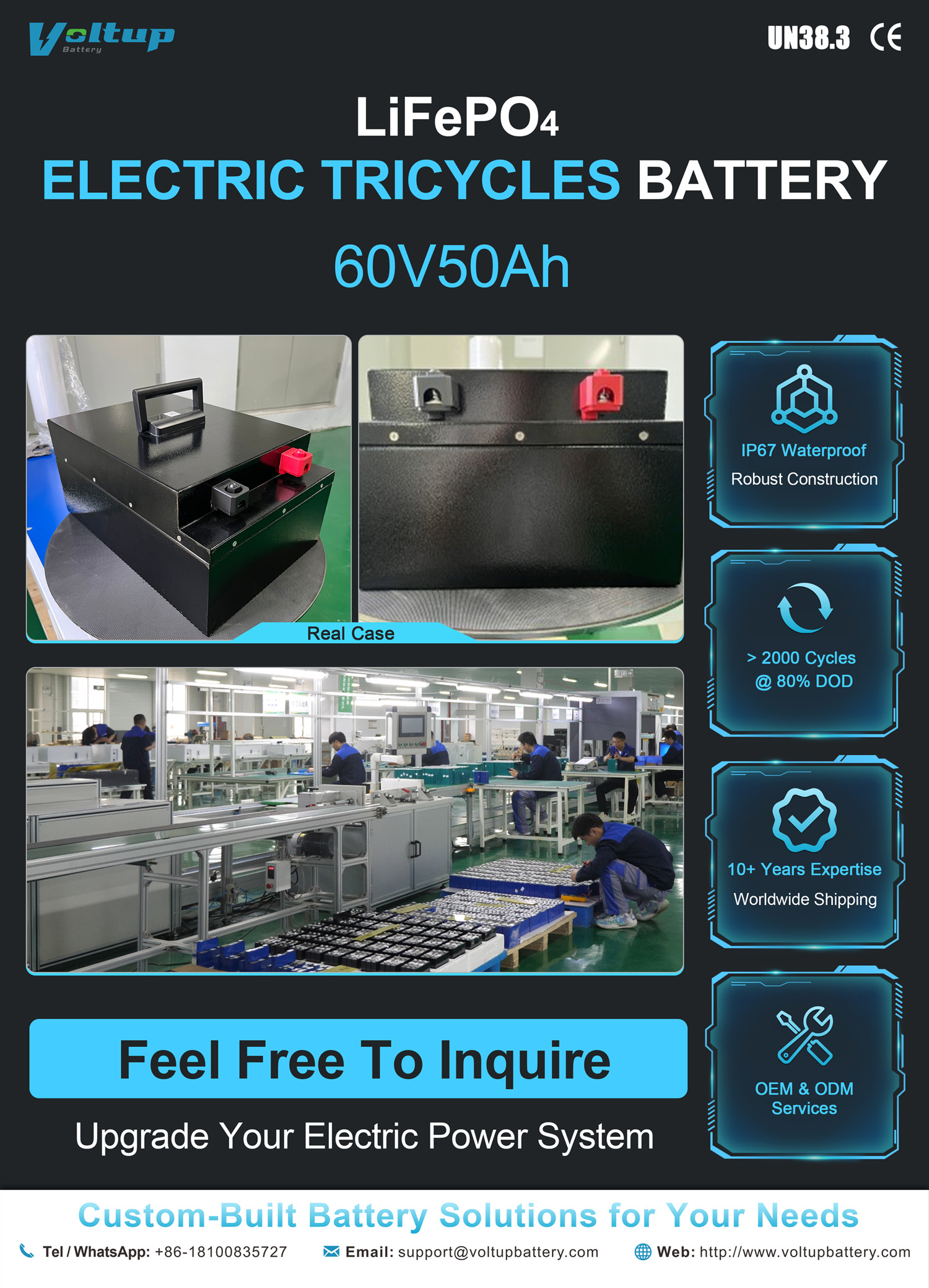 LiFePO4ELECTRIC TRICYCLES BATTERY60V50Ah small